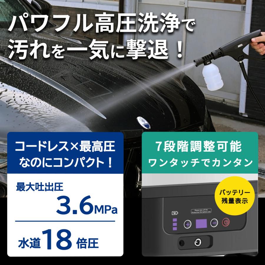 ASTA（アスタ） 高圧洗浄機 コードレス 洗車用 充電式 バッテリー式 大