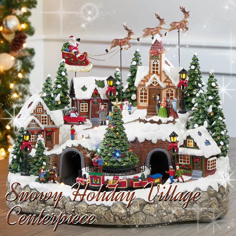 スノー ホリデービレッジ 高さ約42cm 北欧 装飾置物 LEDライト