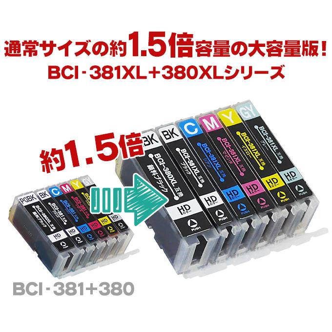 インクのチップス キャノンインク 381 380 BCI-381XL+380XL/6MP TS8130