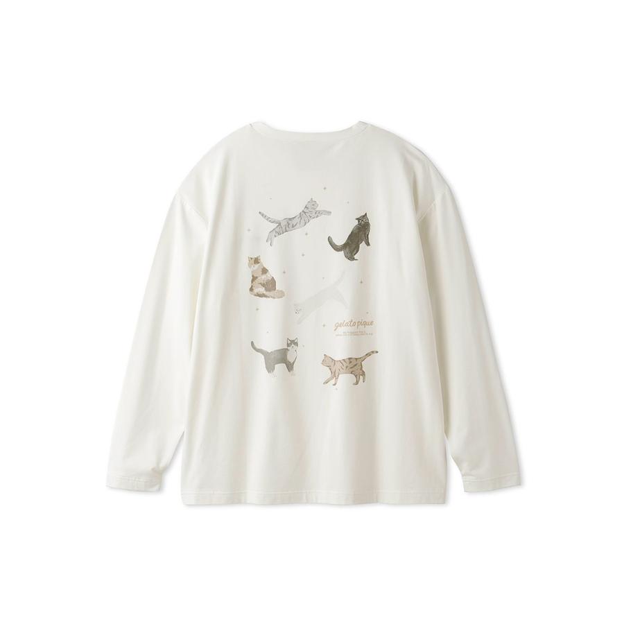 gelato pique（ジェラートピケ） ネコ柄 ワンポイントロンT PWCT241325