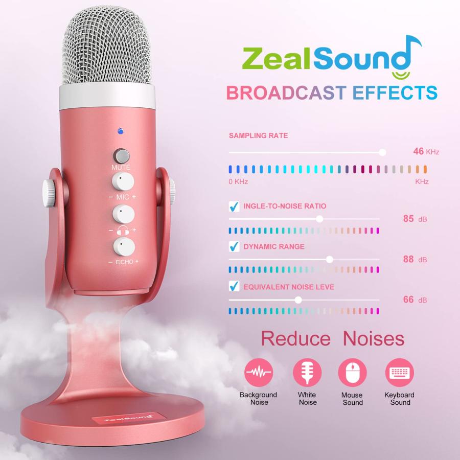 ZealSound 配信用マイク ASMRマイク コンデンサーマイク USB エコー