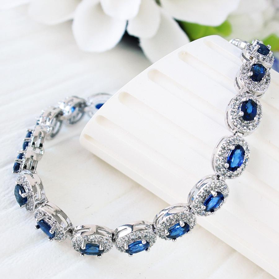 ブレスレット レディース 【鑑別書付】 計 7ct 天然 サファイア K18GP