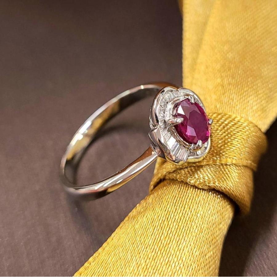 レディース リング ルビー プラチナ 0.9ct 天然 ダイヤモンド 指輪
