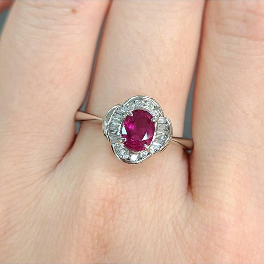 レディース リング ルビー プラチナ 0.9ct 天然 ダイヤモンド 指輪