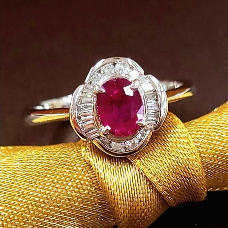 レディース リング ルビー プラチナ 0.9ct 天然 ダイヤモンド 指輪