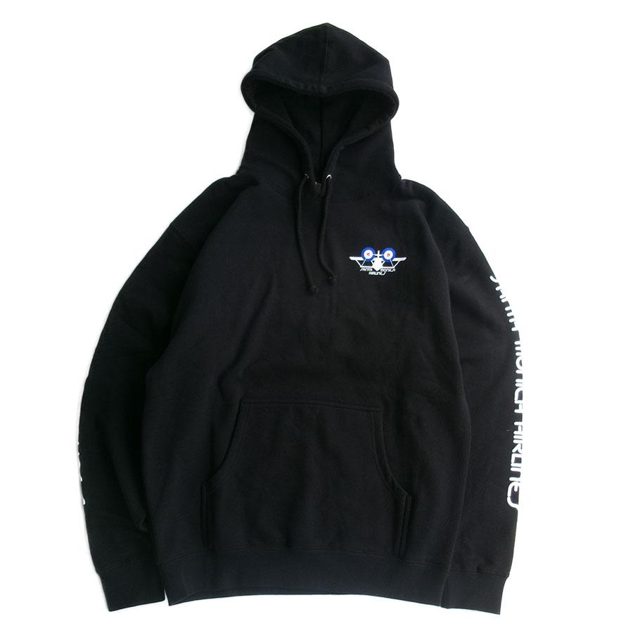 SANTA MONICA AIRLINES SMA BI-PLANE P/O HOODIE SWEAT PARKA BLACK