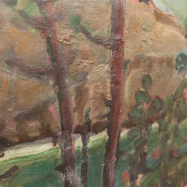 溝口稠 「湖畔秋色」 油彩4号 大正昭和アナキスト前衛画家