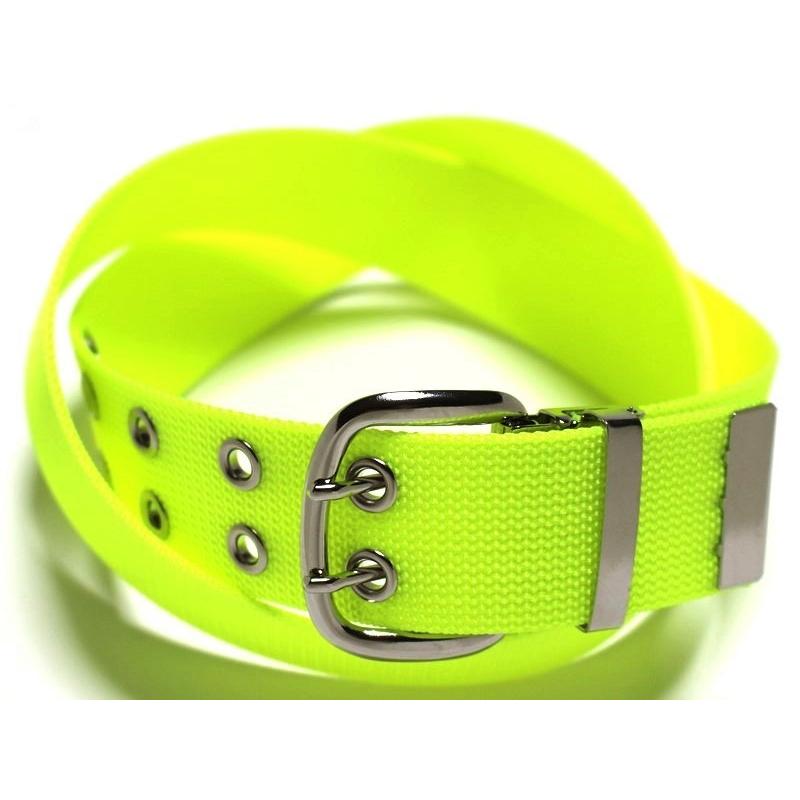 ダブルピンベルト 蛍光イエロー 40ミリ幅 パイレン 2Pベルト 二つ穴
