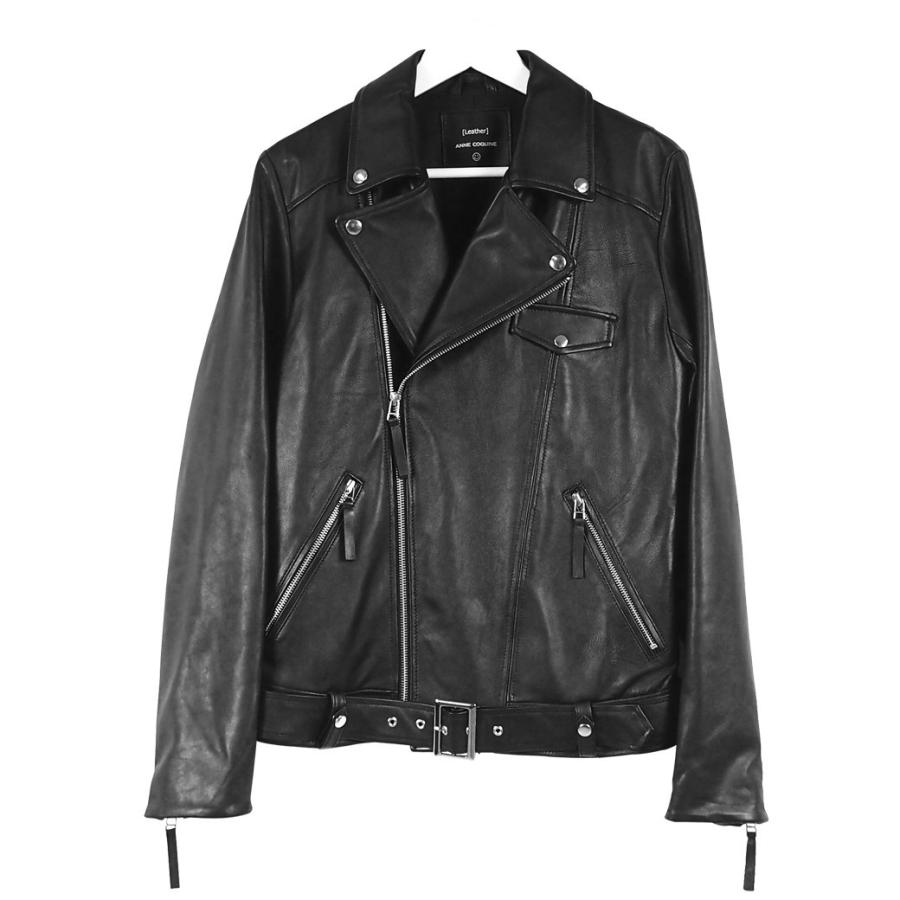 美品　アンタイトル　ラムレザージャケット　シングルライダース　ノーカラー　2XL UNTITLED（アンタイトル） 美品 定価39.900円□UNTITLED ラムレザー