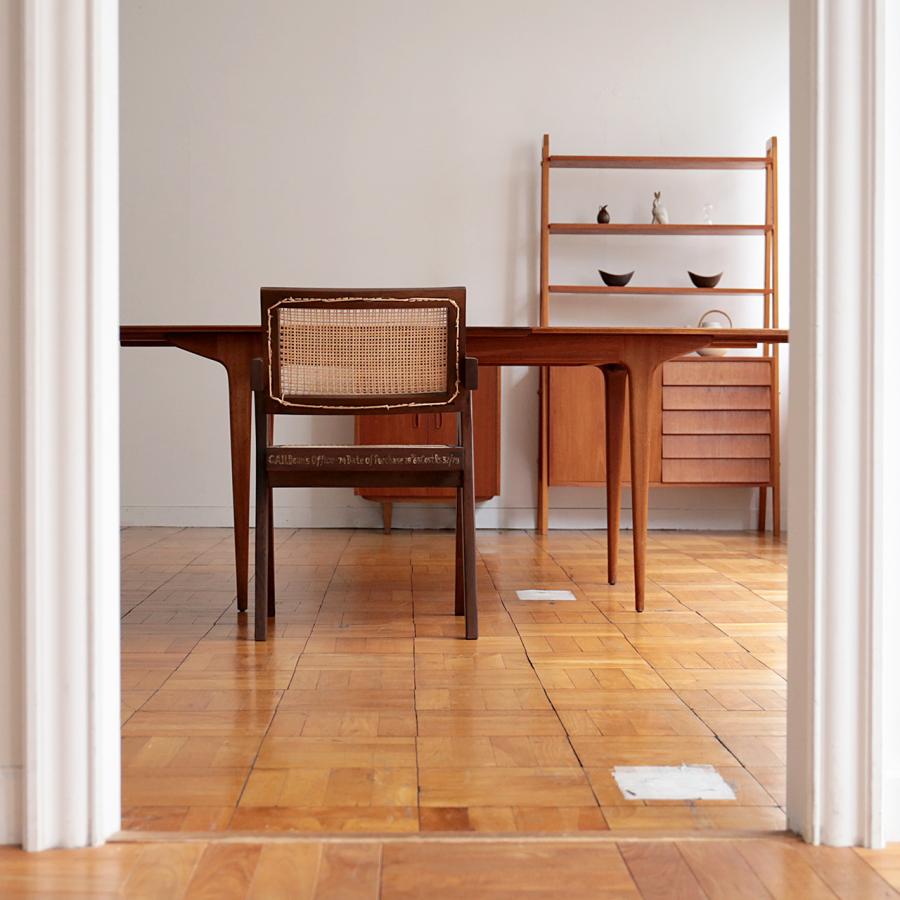 ピエール・ジャンヌレ オフィスチェア ラタン 古材 チーク ビルマ