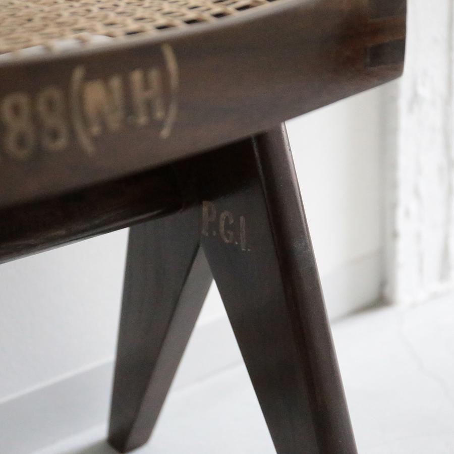 ピエール・ジャンヌレ スツール オットマン ラタン 古材 チーク 椅子