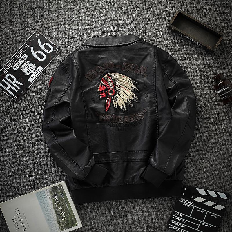 INDIANS 豪華刺繍/上級革使用・レザーMA-1フライトジャケット : 青