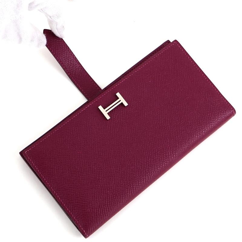 Bearn エルメス 財布 ベアン スフレ パープル系 シルバー金具 二つ折り