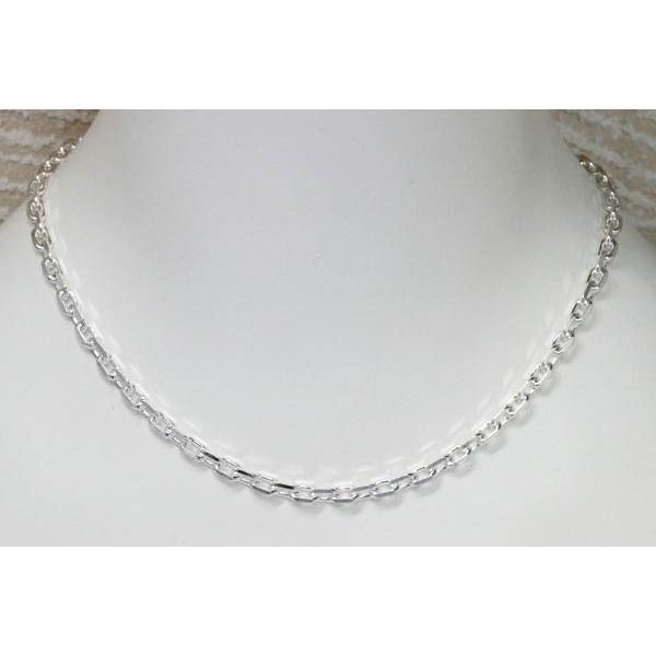 シルバー925 極太 銀 4面カット あずきネックレスチェーン 【幅5mm/長
