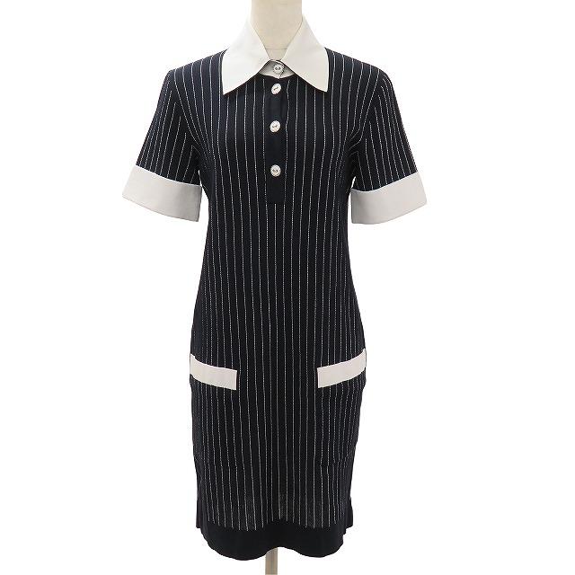 CHANEL（シャネル） #spc ワンピース 36 黒 白 半袖 ストライプ