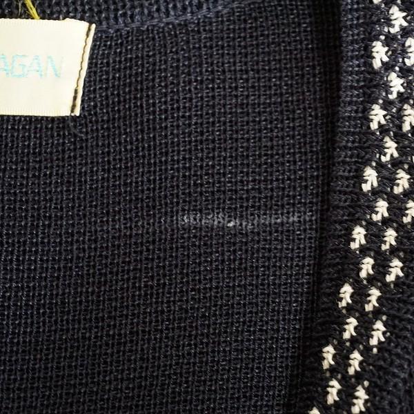 snc アトリエサガン ATELER SAGAN カーディガン L 紺 麻 花モチーフ