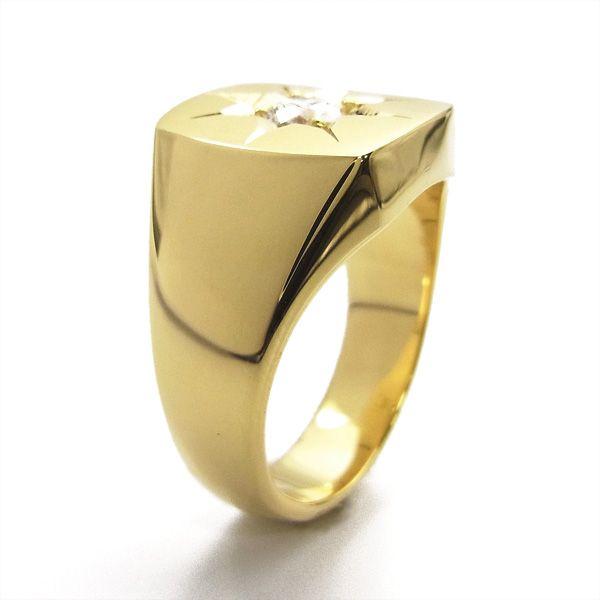 ダイヤモンド 印台 メンズリング 0.511ct VS1 J 3EX H&C 18金 K18 鑑定