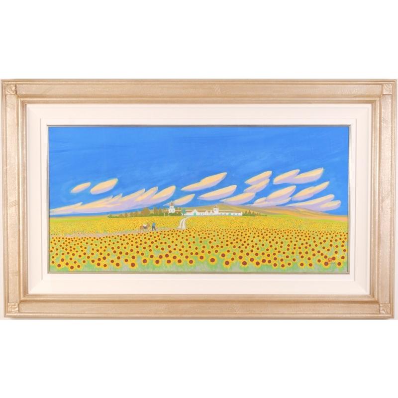向日葵 絵画 スペイン 風景画 油絵 油彩画 石井崇 「帰り道」 額付き