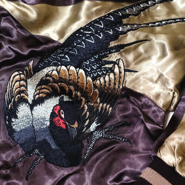 雉と蛇刺繍スカジャン 花旅楽団 SCRIPT メンズ レディース 和柄