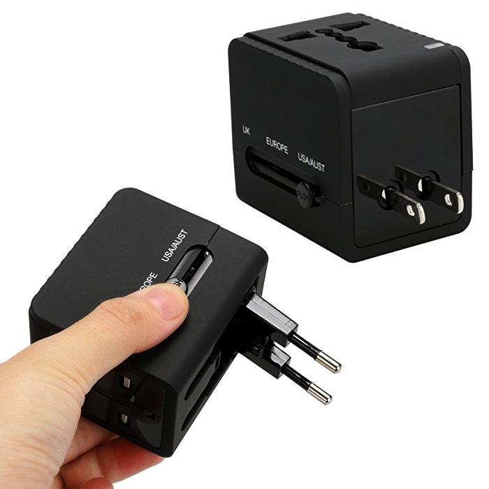 海外 変換プラグ 海外旅行用 USB 2ポート付 海外出張 マルチ変換プラグ
