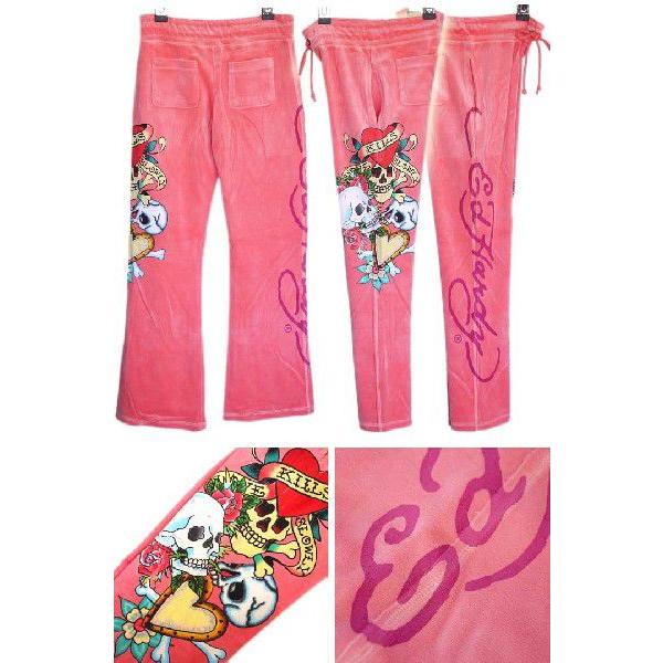 Ed Hardy（エド・ハーディー） べロア限定品 3スカル/ピンク EDHARDY