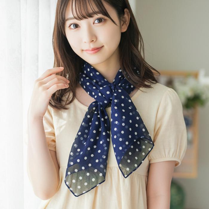 数量限定 レディース ストール ドット柄 スカーフ 薄地 シフォン 透け