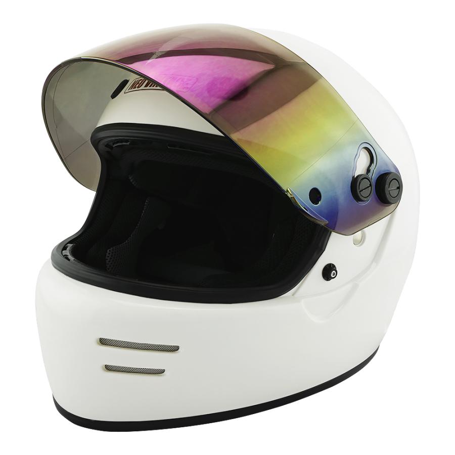 フルフェイスヘルメット ホワイト×レインボーミラーシールド XLサイズ