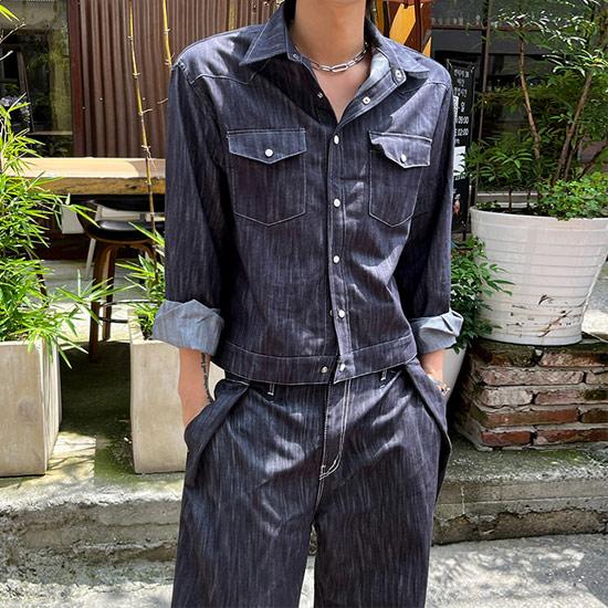 オラオラ系 デニムセットアップ メンズ オールインワン 上下セット G