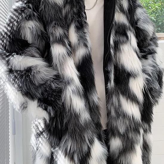 ファーコート メンズ オラオラ系 コート V系 ロングコート ロング丈