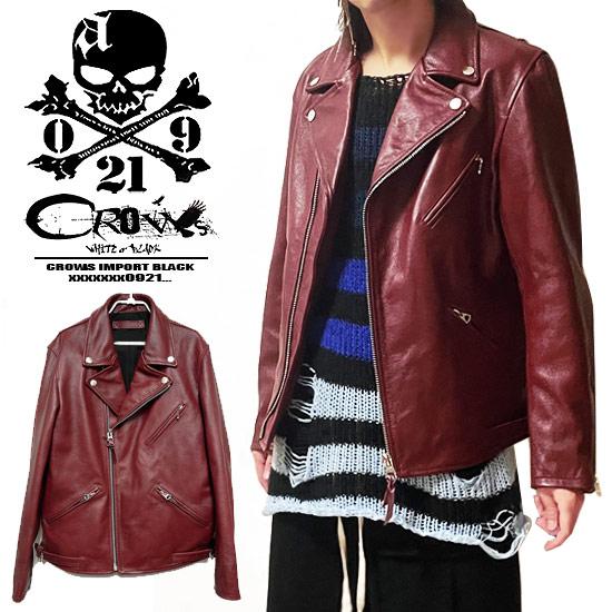 ライダースジャケット メンズ 本革 レザー レッド 赤 モード系 送料
