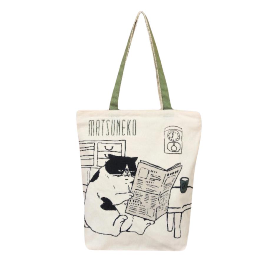 Mintinn A4縦型トートバッグ 28003 マツネコ 朝刊 : 銀座エアポート