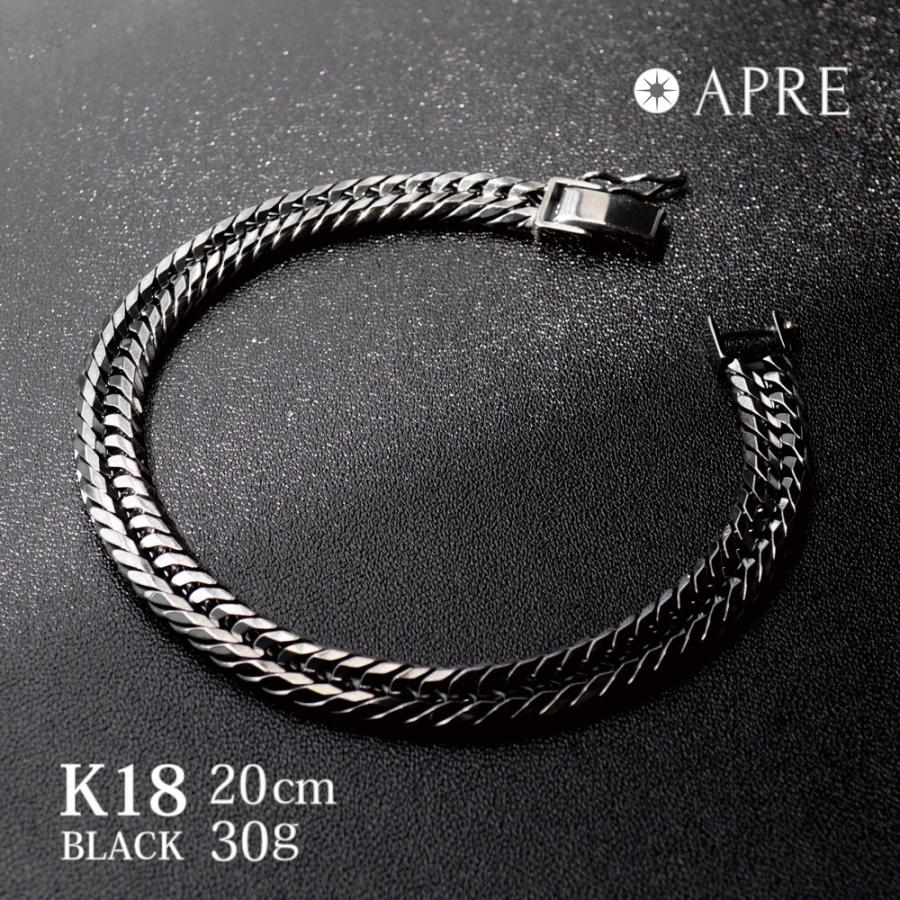 K18 ブラック 喜平 ブレスレット トリプル12面 20cm 30g キヘイ 12面
