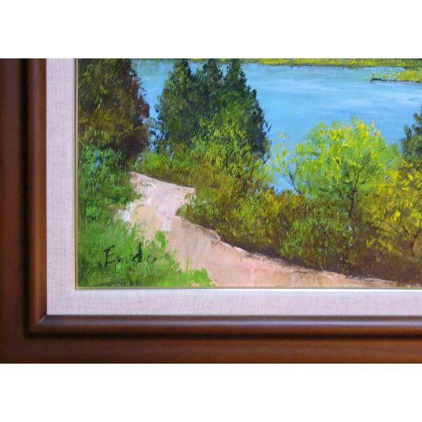 絵画 油絵 遠藤 勝 手書き油絵 湖面 穂高連峰 F10 : アートフジ - 通販