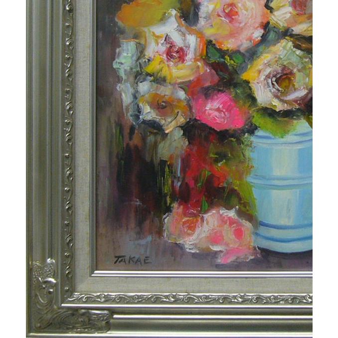 絵画 油絵 田村隆枝 肉筆油絵 静物画 バラと薔薇 F8送料無料 : アート