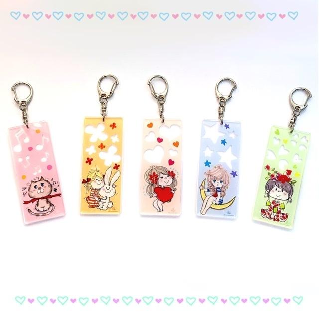 水森亜土】アクリルキーホルダー＜全5種類＞「ムーン/女の子/うさぎ