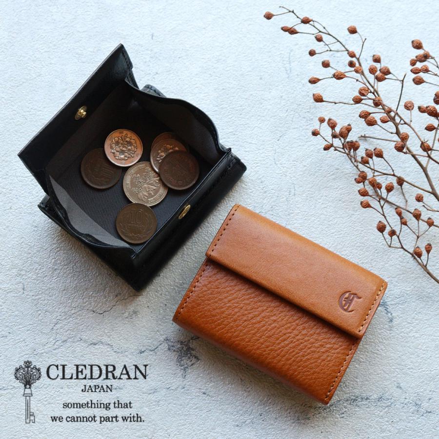 CLEDRAN（クレドラン） 三つ折り財布 コンパクト ボックス型小銭入れ