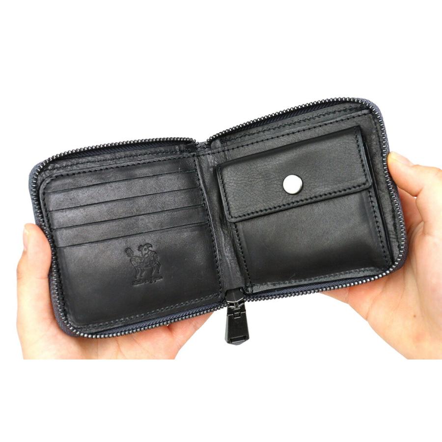 リザード トカゲ革 二つ折り財布 ラウンドファスナー 限定 ブラック