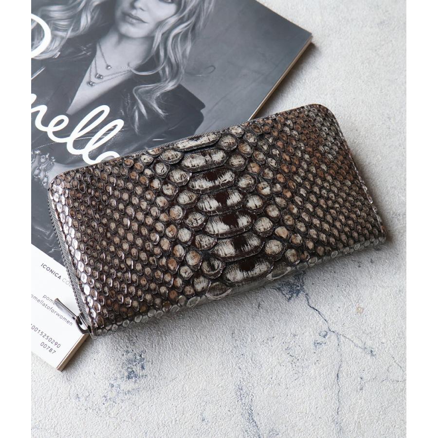 ラウンドファスナー長財布 大きめ ZOO ズー 蛇革 ダイヤモンドパイソン