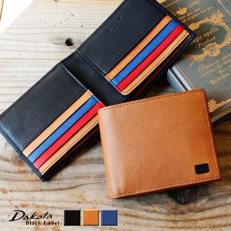 Dakota（ダコタ） 二つ折り財布 本革 小銭入れ無し Dakota BLACK LABEL