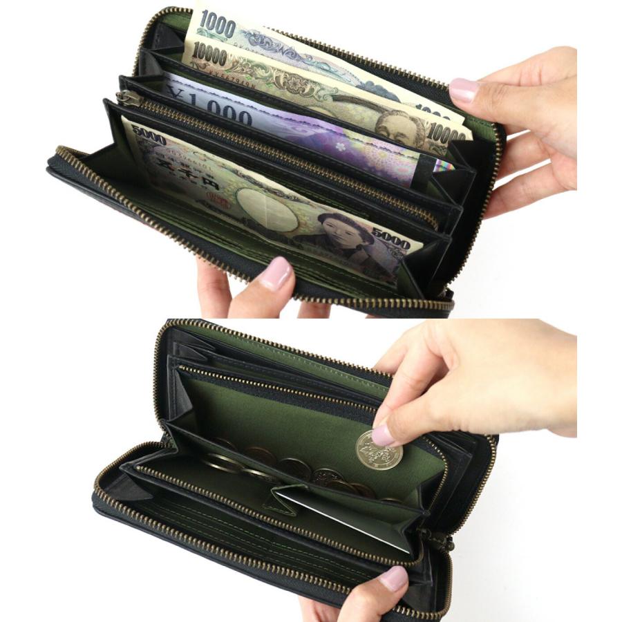 Sybilla（シビラ） 長財布 ラウンドファスナー 綿×牛革 チェック柄