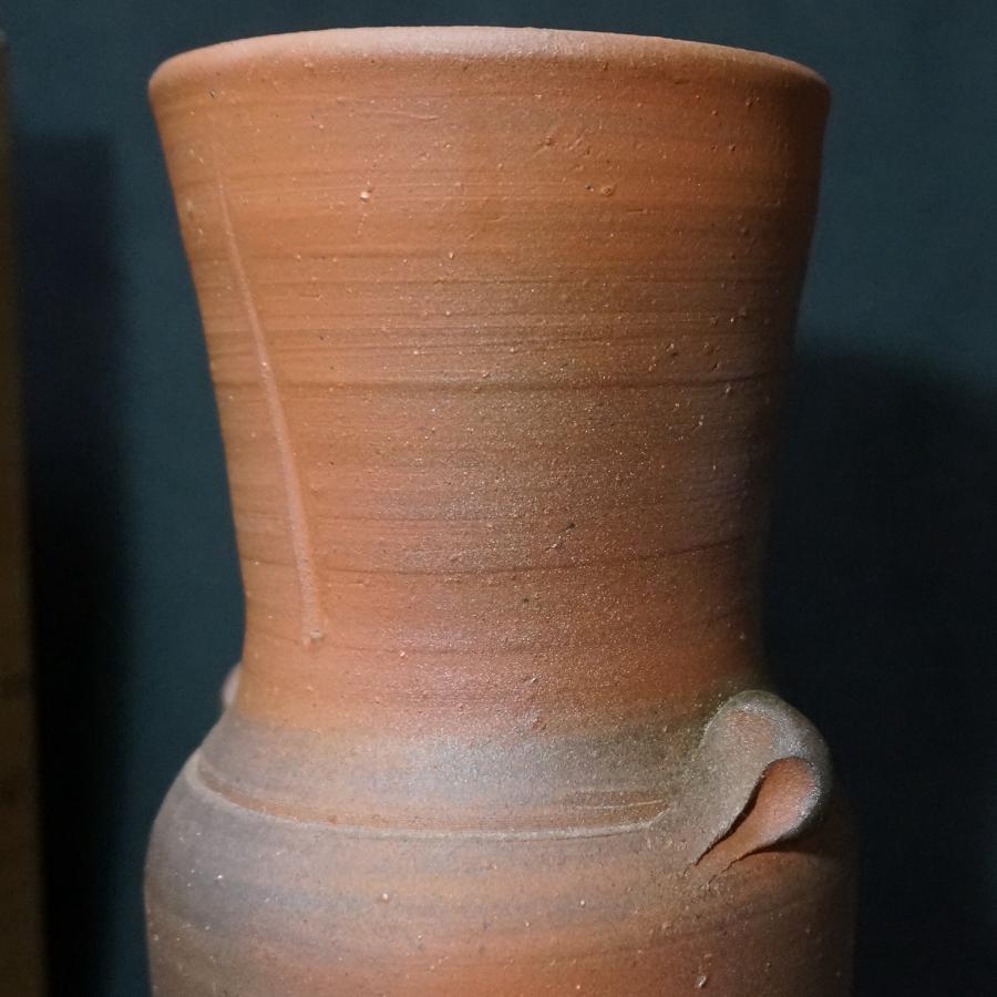 備前焼】藤原和 花入 共箱 共布 高さ25cm 人間国宝藤原雄の長男