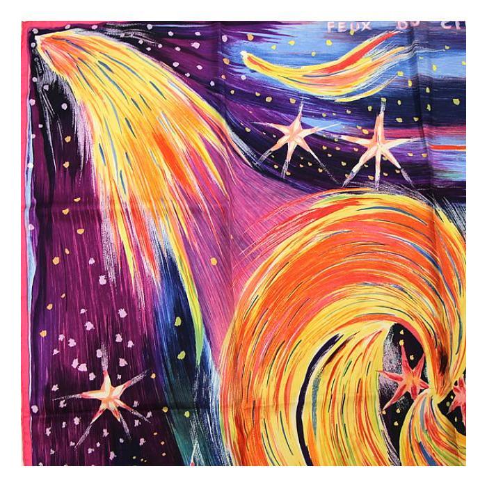 HERMES（エルメス） カレ90『FEUX DU CIEL 天の火』大判スカーフ 赤紫