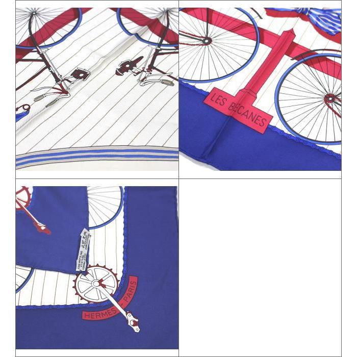 HERMES（エルメス） カレ90 スカーフ『LES BECANES』自転車 シルク 青
