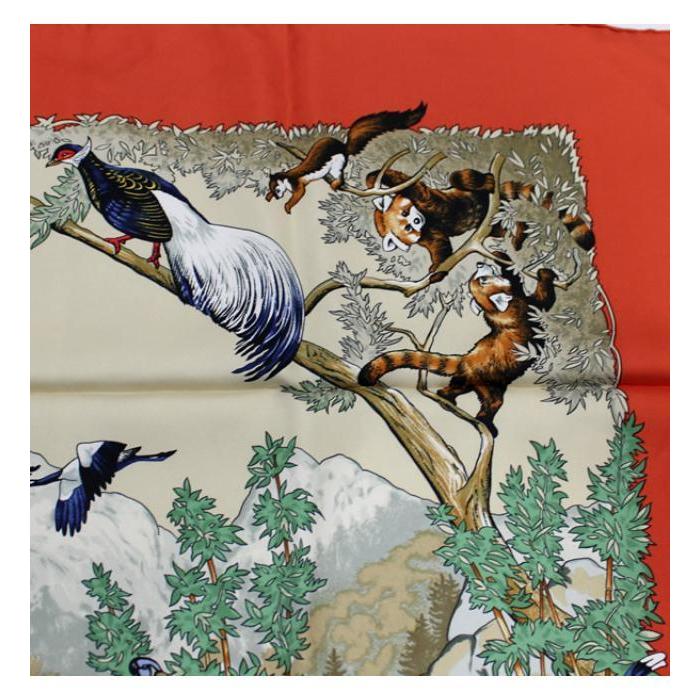 HERMES（エルメス） 美品 カレ90『SICHUAN 四川省』大判スカーフ 動物