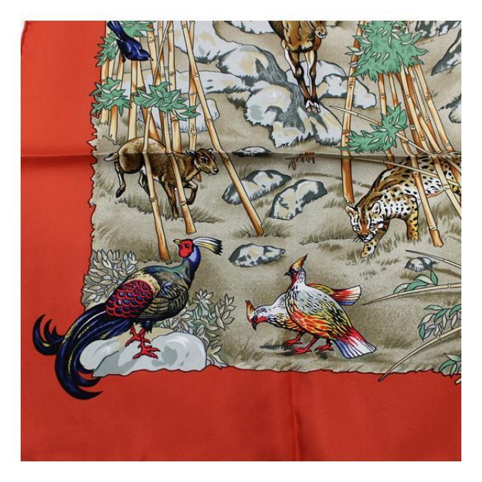 HERMES（エルメス） 美品 カレ90『SICHUAN 四川省』大判スカーフ 動物