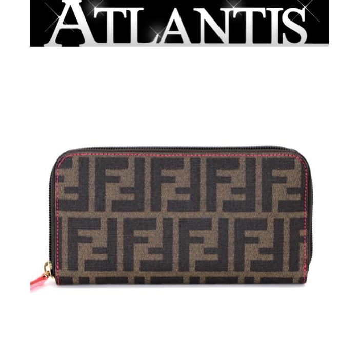 FENDI（フェンディ） ズッカ柄 ラウンドファスナー長財布 ブラウン