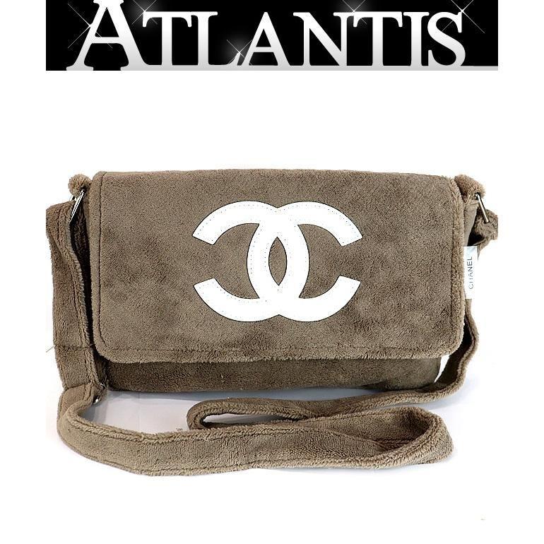広尾店】 美品 シャネル CHANEL パイル地 ショルダーバッグ ベージュ