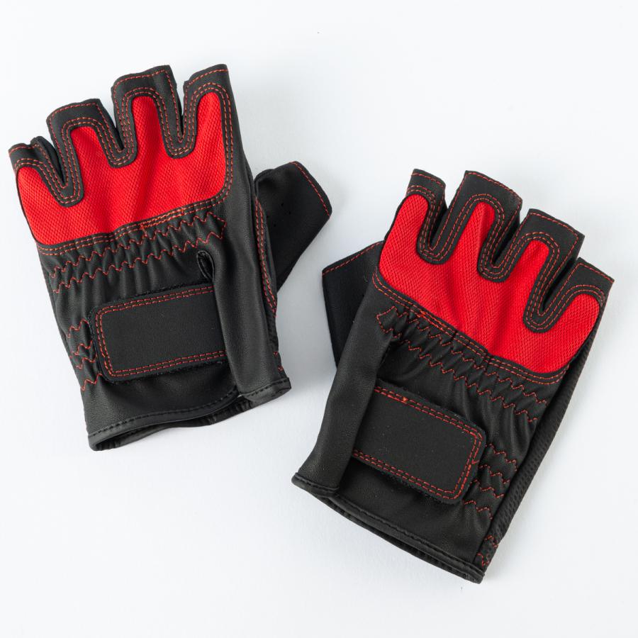 レザックス ドライブグローブ 半指メッシュタイプ LZGL-6951 赤/黒