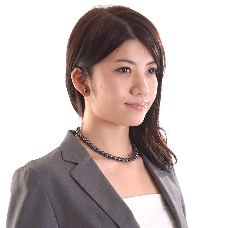 aurora 高級9mm南洋黒蝶花珠オーロラ本貝パールネックレスイヤリングor