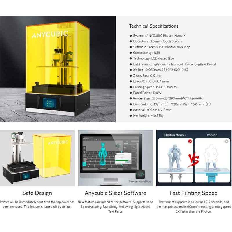 Anycubic Photon Mono X光造形式LCD 3Dプリンター（日本語取扱説明書